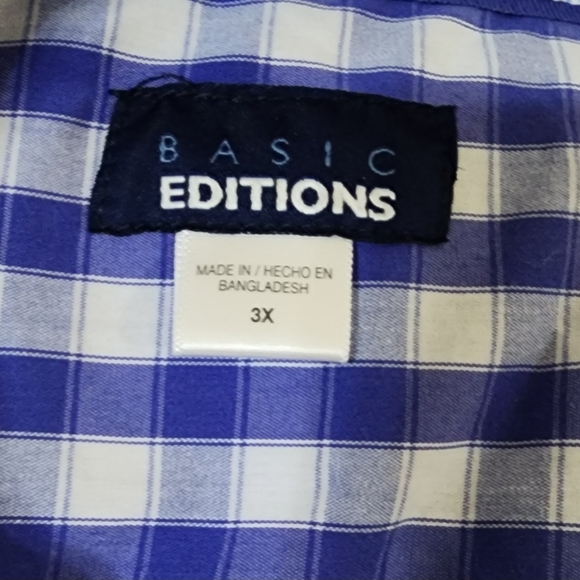 Basic Editions Blue Checkered with Paisley Cuffs Blouse Women's 3X - Picture 7 of 8